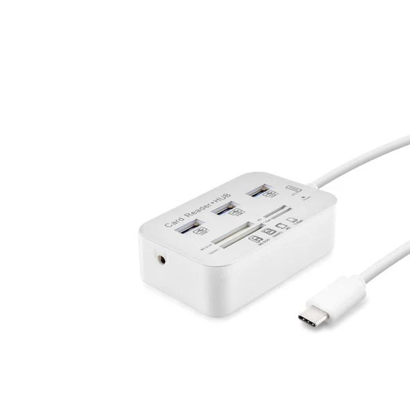 Type-C 3.1 Hub Kart Okuyucu 7 Port 5 Gbps Beyaz HDX7029 ürün görseli 1