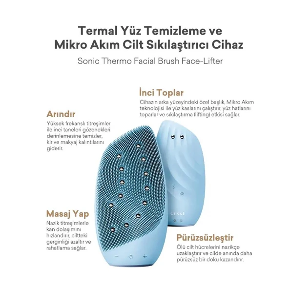 Geske Titreşimli Mikro Akım Termal Yüz Temizleme ve Cilt Sıkılaştırıcı Cihaz Mavi ürün görseli 1
