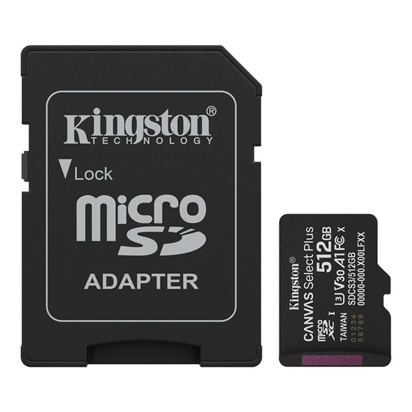 KINGSTON 512GB CANVAS SELECT PLUS SDCS3/512GB MICRO-SD HAFIZA KARTI ürün görseli 1