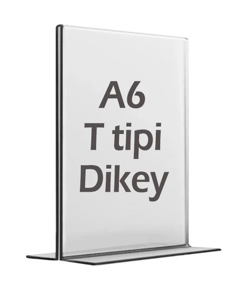 A6 T-Tipi Dikey Şeffaf Föylük Menü Fiyatlık Broşür Etiket Fotoğraflık Albüm Stand Sehpa ürün görseli 1