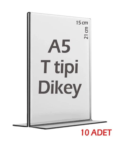 A5 T-Tipi Dikey Şeffaf   Föylük Menü Broşür Etiket Fotoğraflık Albüm Stand Sehpa (10 Adet) ürün görseli 1