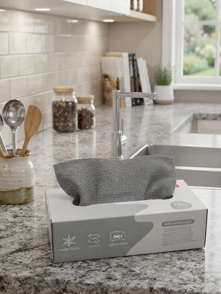 Mucit Home Yıka Kullan 20 Adet Mikrofiber Kutulu Temizlik Bezi Süper Emici Kullan At Toz Bezi ürün görseli 1