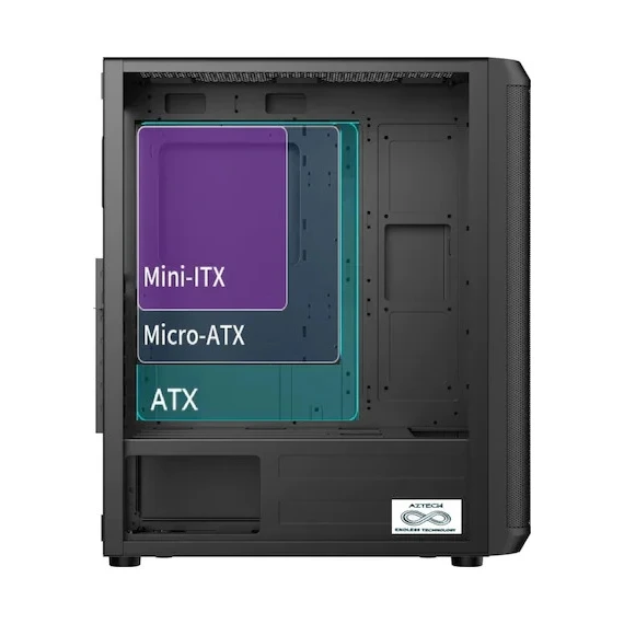AZTECH 850w SKYHAWK AZT07 RGB Gaming Mid-Tower Pc Kasası 360mm Sıvı Soğutucu Desteği ürün görseli 1