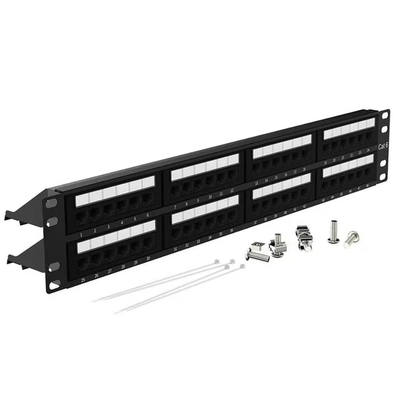 ODS 2U 48port Cat6 Utp Bakır Patch Panel PP-UCS-2548 ürün görseli 1