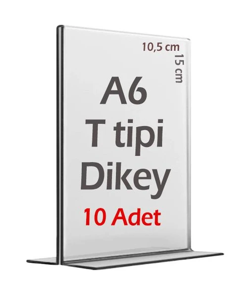 A6 T-Tipi Dikey Şeffaf   Föylük Menü Broşür Etiket Fotoğraflık Albüm Stand Sehpa (10 Adet) ürün görseli 1