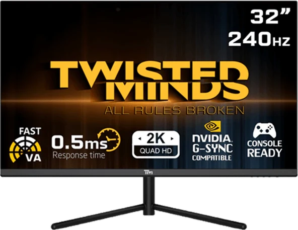 TWISTED 32" VA TM32QHD240VA 0.5ms 240Hz HDMI-DP  Gaming Monitör (2560X1440) ürün görseli 1