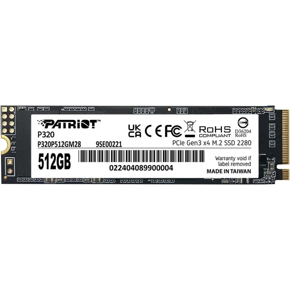 PATRIOT 512GB P320 P320P512GM28 3000- 2200MB/s M2 NVME GEN3 Disk ürün görseli 1