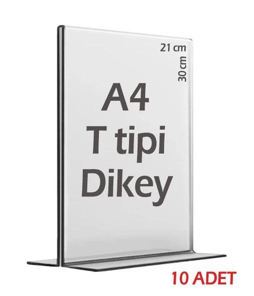 A4 T-Tipi Dikey Şeffaf   Föylük Menü Broşür Etiket Fotoğraflık Albüm Stand Sehpa (10 Adet) ürün görseli 1