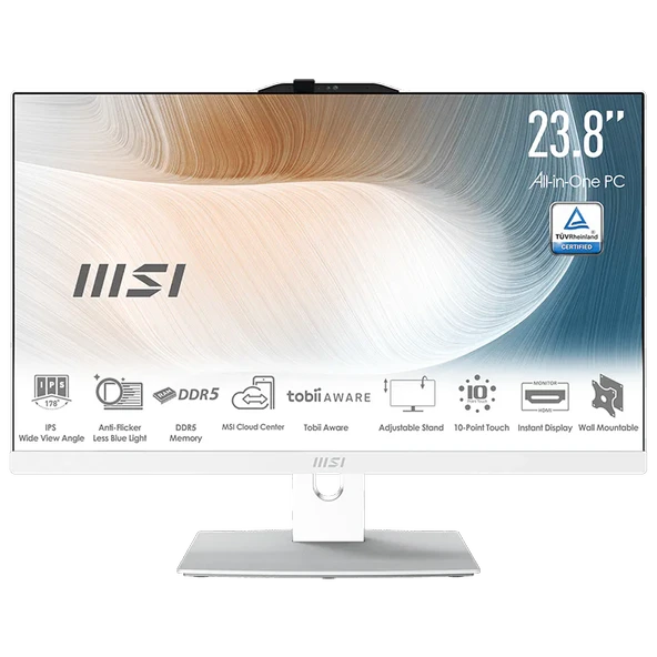 MSI AIO 23.8" CORE 7 150U-16GB DDR5 RAM-512GB NVME-FDOS BEYAZ / MODERN AM242P 1M-2288NEU ürün görseli 1