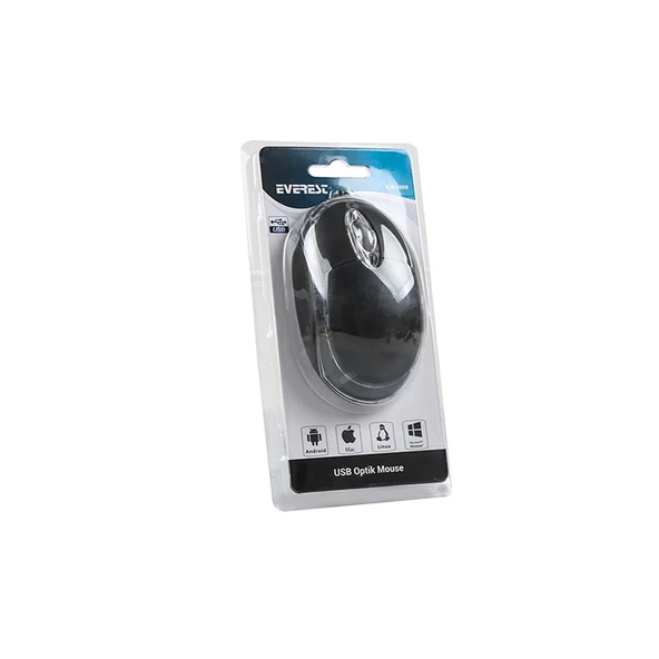 Everest KM-6809 Usb Siyah Mavi Işıklı Optik Mouse - Resim 4