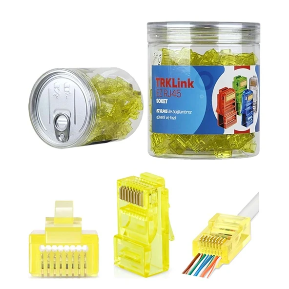 TRKLINK EZ RJ45 Konnektör 100'lü Paket Sarı ürün görseli 1