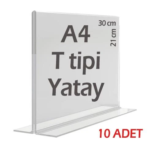 A4 T-Tipi Yatay Şeffaf   Föylük Menü Broşür Etiket Fotoğraflık Albüm Stand Sehpa (10 Adet) ürün görseli 1