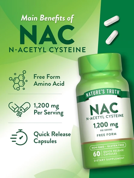 Nature's Truth NAC Acetyl Cysteine 1200mg 60 Caps ürün görseli 1