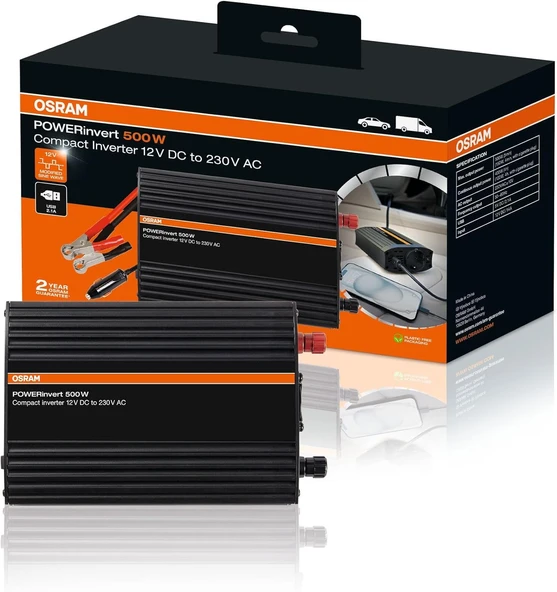OSRAM POWERinvert Modifiye Sinüs Dalga İnverteri 12V DC 500W ürün görseli 1