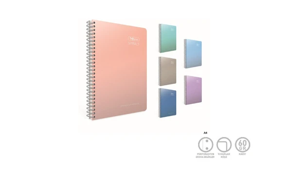 Gıpta Spiralli Sert Kapak Not Defteri Thebook Spirals A4 140 Yaprak Çizgili 5506 (1 Adet) ürün görseli 1