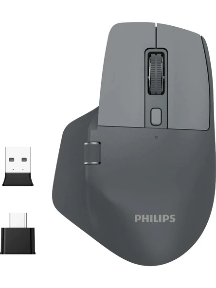 Philips SPK7858 Bluetooth Kablosuz Çift Modlu 4000DPI 7 Tuşlu Optik Mouse Gri ürün görseli 1