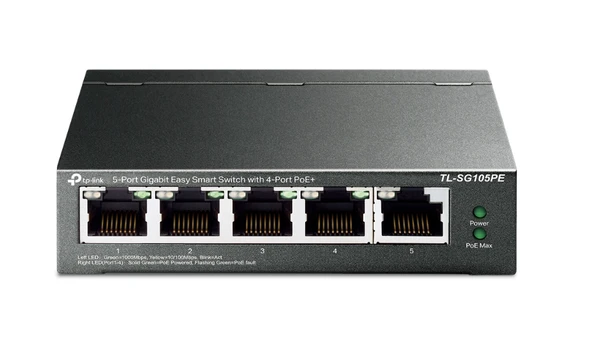 TP-LINK 5port 65W 4port PoE Gigabit Yönetilebilir Switch TL-SG105PE ürün görseli 1