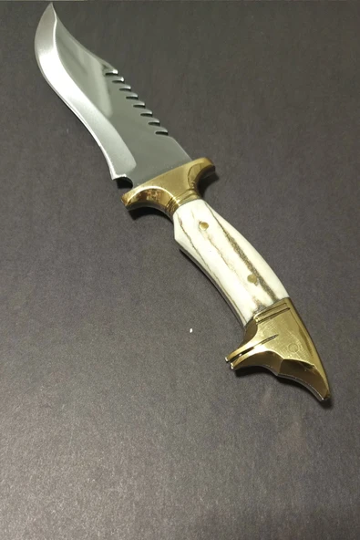Gerçek Geyik Boynuzu Av Bıçağı 4034 Çelik Tam Kuyruk (33.5 cm) ürün görseli 1