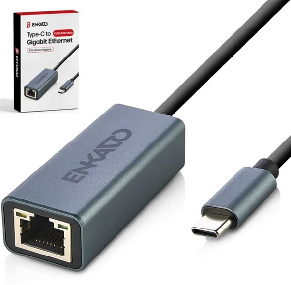 ENKADO EKD-TP45 TYPE-C USB 3,1 TO 10-100-1000 GİGABİT ETHERNET ADAPTÖR ürün görseli 1