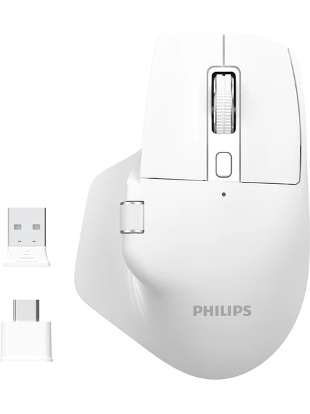 Philips SPK7858 Bluetooth Kablosuz Çift Modlu 4000DPI 7 Tuşlu Optik Mouse Beyaz ürün görseli 1