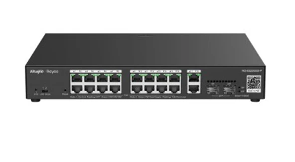 Reyee RG-ES220GS-LP 20 Portlu 10-100-1000 Yönetilebilir 2SFP 2 Gigabit RJ45 Uplink 16Port PoE+(130W) ürün görseli 1