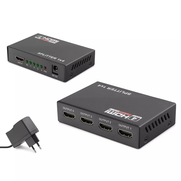 Hadron Hdx1286 4 Port Hdmi Splitter 1.4V 1080P 3D 1-İn 4-Out Siyah ürün görseli 1