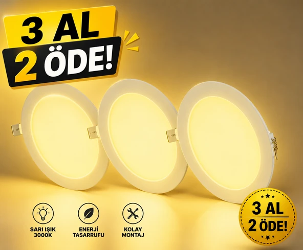 CT-5169 Led Panel 18w 3000k Gunışığı 3 Adet ürün görseli 1