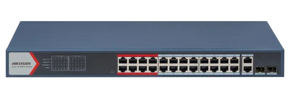 HIKVISION DS-3E1326P-EI(B) 24 PORT 24XFE+2XGE 370W YÖNETİLEBİLİR POE SWİTCH ürün görseli 1
