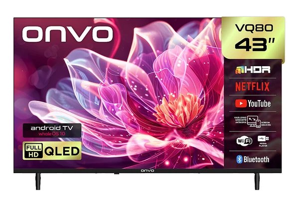 ONVO 43VQ80F2FA 43'' 109 Ekran Uydu Alıcılı Full HD WhaleOS QLED TV ürün görseli 1