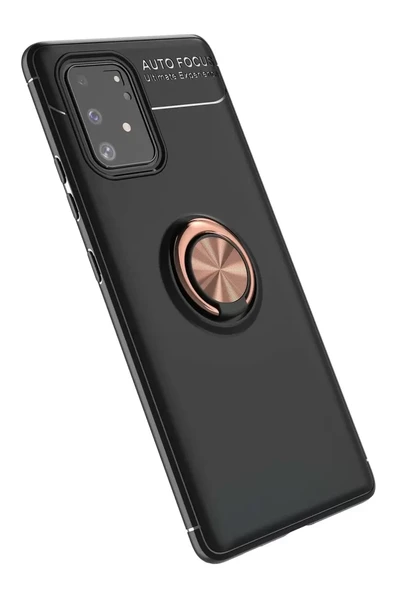 Newface Samsung Galaxy A91 / S10 Lite Kılıf Range Yüzüklü Silikon - Siyah-Gold ürün görseli 1