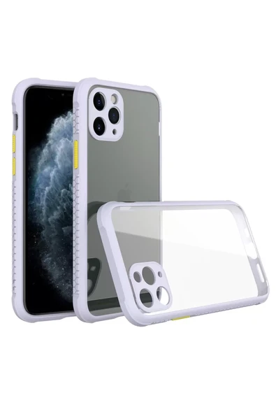 Newface Apple iPhone 11 Pro Kılıf Miami Şeffaf Silikon - Lila ürün görseli 1