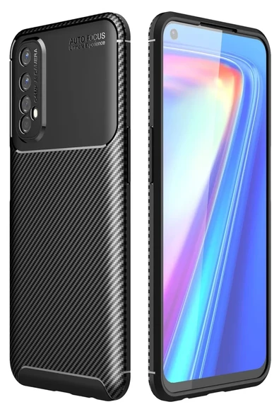 Newface Realme 7 Kılıf Auto Focus Karbon Kapak - Siyah ürün görseli 1