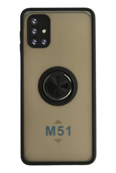 Newface Samsung Galaxy M51 Kılıf Montreal Yüzüklü Silikon Kapak - Siyah ürün görseli 1