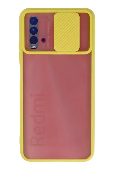 Newface Xiaomi Redmi 9T Kılıf Palm Buzlu Kamera Sürgülü Silikon - Sarı ürün görseli 1