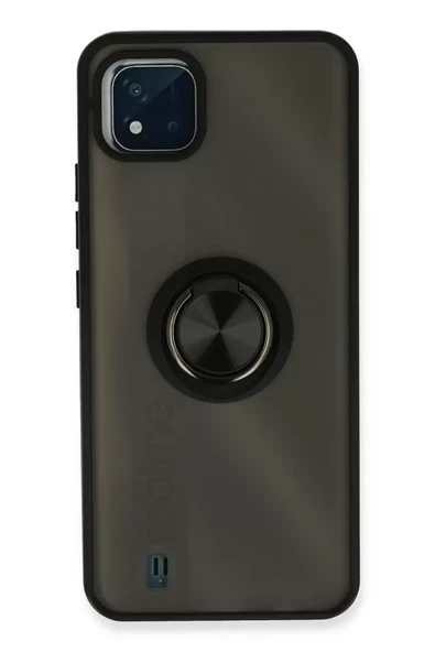 Newface Realme C11 2021 Kılıf Montreal Yüzüklü Silikon Kapak - Siyah ürün görseli 1