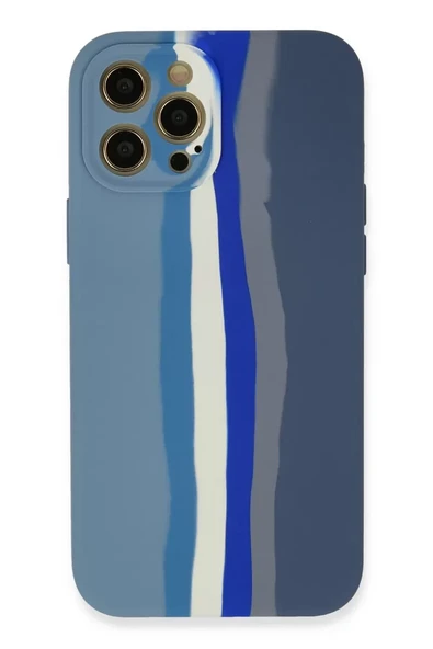 Newface Apple iPhone 12 Pro Kılıf Ebruli Lansman Silikon - Mavi-Gri ürün görseli 1