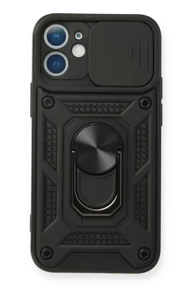 Newface Apple iPhone 11 Kılıf Pars Lens Yüzüklü Silikon - Siyah ürün görseli 1