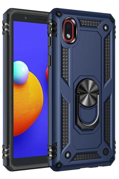 Newface Samsung Galaxy A01 Core Kılıf Sofya Yüzüklü Silikon Kapak - Lacivert ürün görseli 1