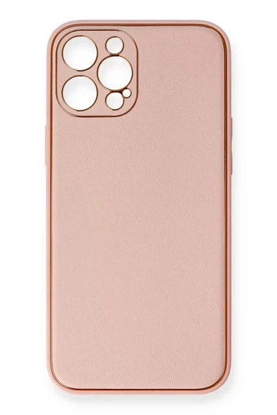 Newface Apple iPhone 12 Pro Max Kılıf Coco Deri Silikon Kapak - Pembe ürün görseli 1