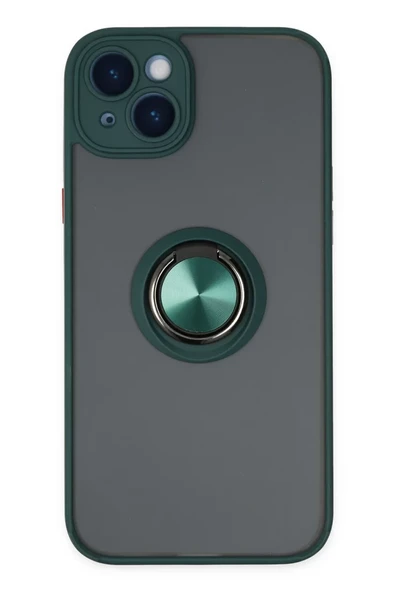 Newface Apple iPhone 14 Kılıf Montreal Yüzüklü Silikon Kapak - Yeşil ürün görseli 1