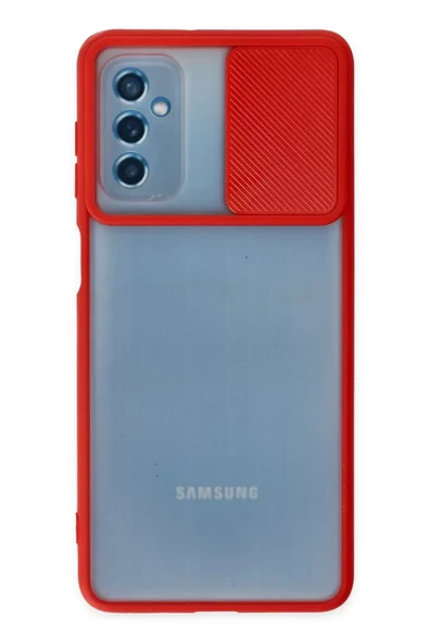 Newface Samsung Galaxy M52 5G Kılıf Palm Buzlu Kamera Sürgülü Silikon - Kırmızı ürün görseli 1