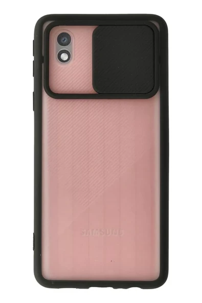 Newface Samsung Galaxy A01 Core Kılıf Palm Buzlu Kamera Sürgülü Silikon - Siyah ürün görseli 1