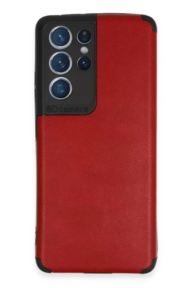 Newface Samsung Galaxy S21 Ultra Kılıf Loop Deri Silikon - Kırmızı ürün görseli 1