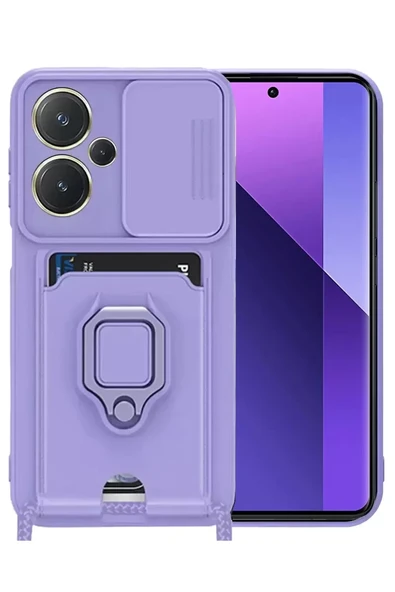 Newface Xiaomi Redmi Note 13 Pro Plus Kılıf Zuma Kartvizitli Yüzüklü Silikon - Lila ürün görseli 1