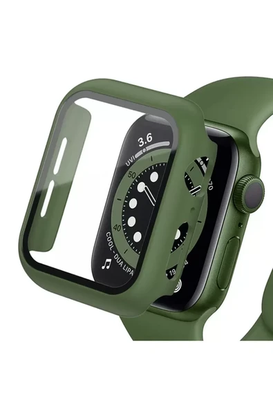 Newface Apple Watch 41mm Camlı Kasa Ekran Koruyucu - Koyu Yeşil ürün görseli 1