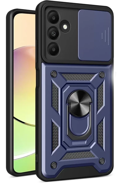 Newface Samsung Galaxy M15 Kılıf Pars Lens Yüzüklü Silikon - Lacivert ürün görseli 1
