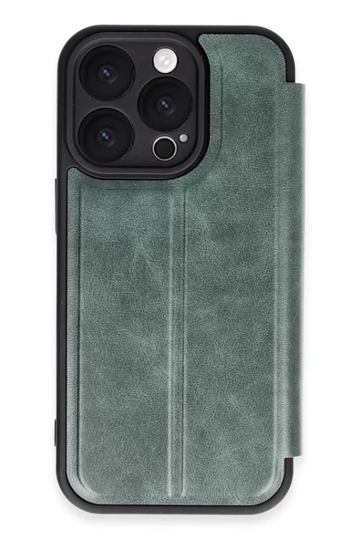 Newface Apple iPhone 16 Pro Kılıf Flip Cover - Koyu Yeşil ürün görseli 1
