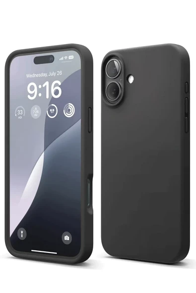 Newface Apple iPhone 16 Plus Kılıf Nano içi Kadife Silikon - Siyah ürün görseli 1