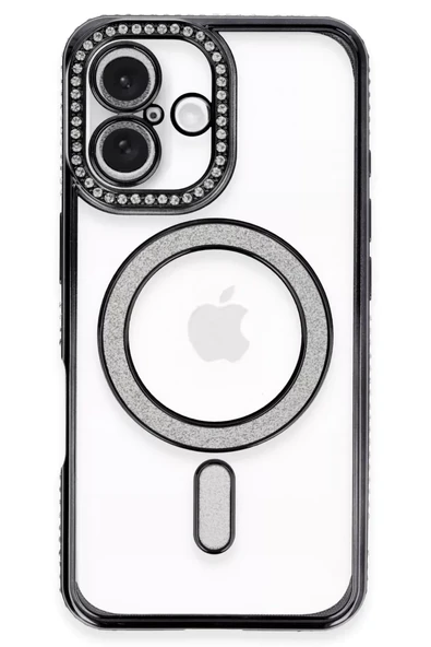Newface Apple iPhone 16 Plus Kılıf Joke Simli Magneticsafe Kılıf - Siyah ürün görseli 1