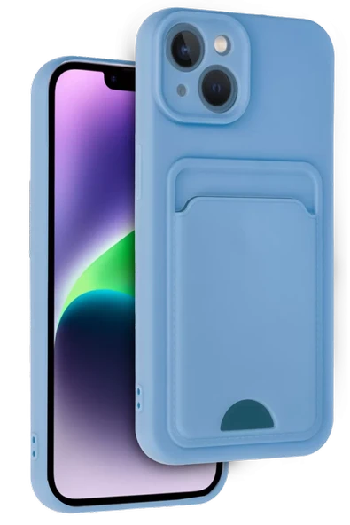 Newface Apple iPhone 14 Kılıf Kelvin Kartvizitli Silikon - Mavi ürün görseli 1